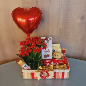 Cesta com Flores e Chocolates